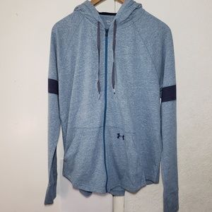 Under Armour Womens Athletic Blue Zipper Hoodie L